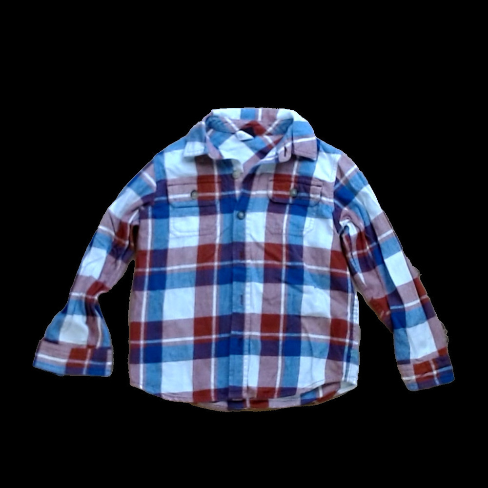 Tea Collection Boys Blue White and Red Flannel Button Down Long Sleeve size: 5T